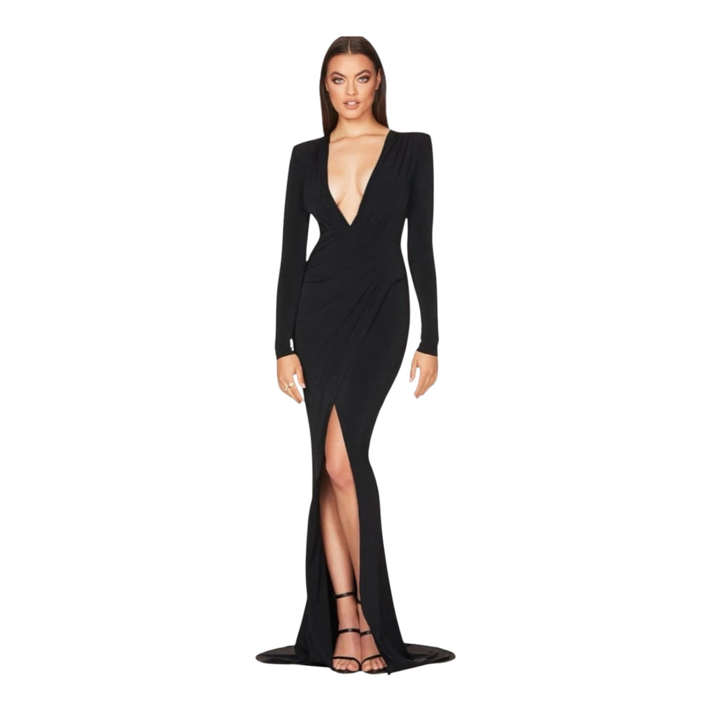 Nookie Plunge Neck Farrah
Gown in Black Sz XS