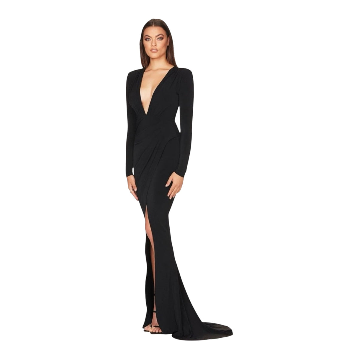 Nookie Plunge Neck Farrah
Gown in Black Sz XS