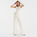 Sachin & Babi Whitley Pant Ivory Wide Leg Stretch Crepe Size 4