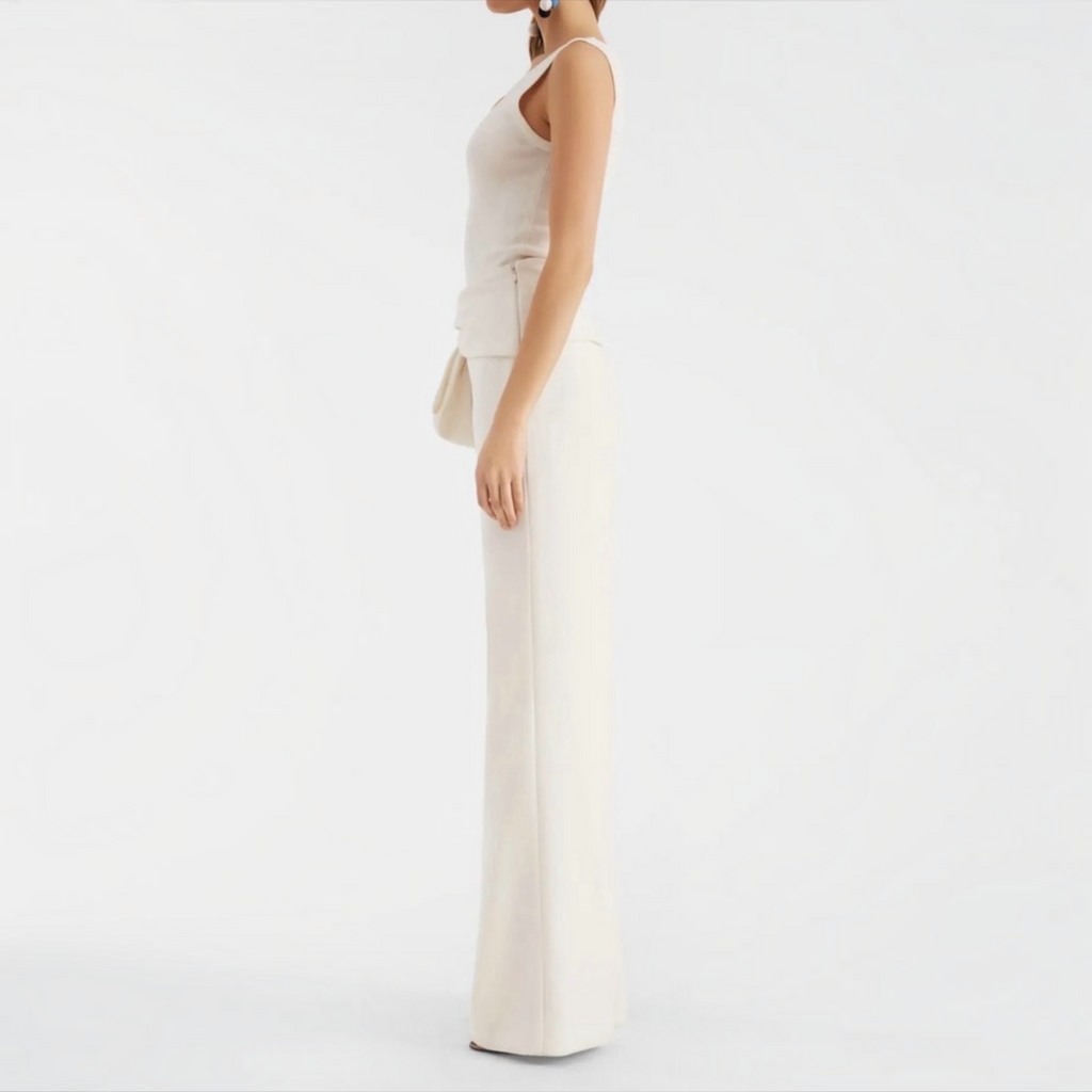 Sachin & Babi Whitley Pant Ivory Wide Leg Stretch Crepe Size 4