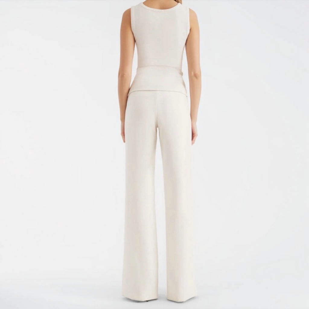 Sachin & Babi Whitley Pant Ivory Wide Leg Stretch Crepe Size 4