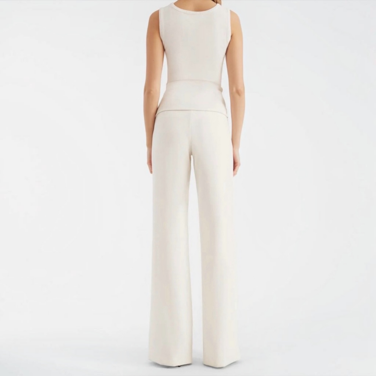 Sachin & Babi Whitley Pant Ivory Wide Leg Stretch Crepe Size 4