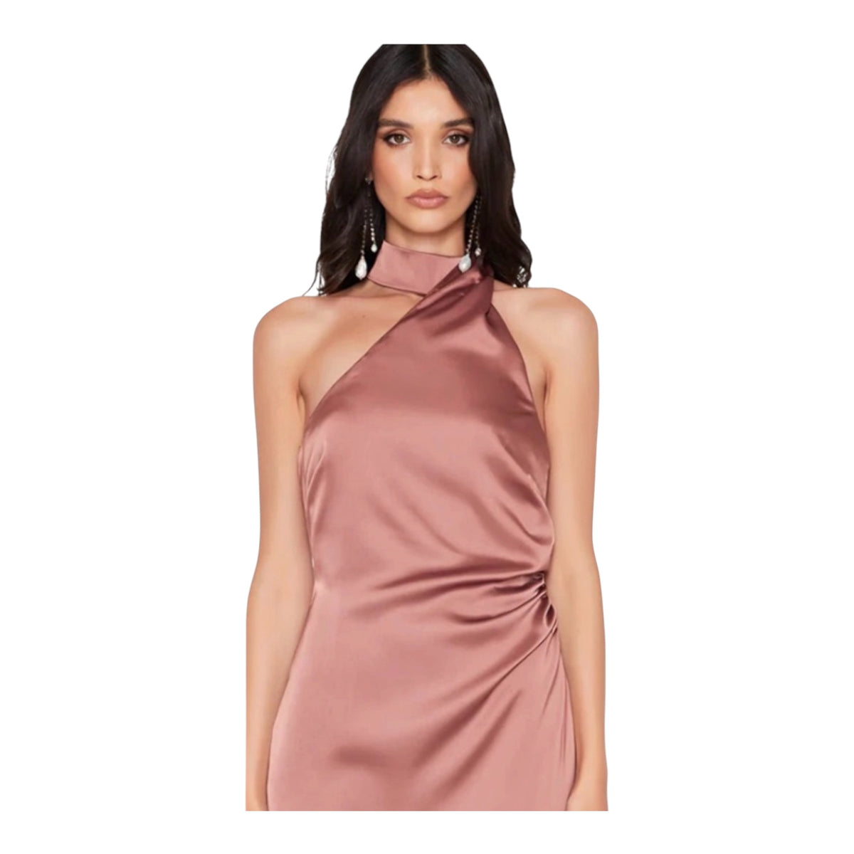 Nookie Satin Entice Mini Dress in Mocha Sz XS
