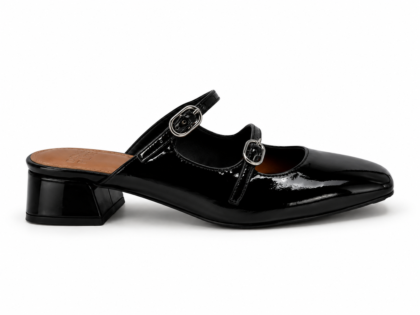 Donald Pliner Tria Double Strap Mule Black Patent Leather Sz 7 $228