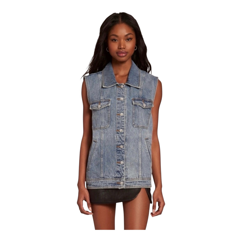 AMANDA UPRICHARD
RHINESTONE EMBELLISHED
BUTTON
GREYSON DENIM VEST Sz Small