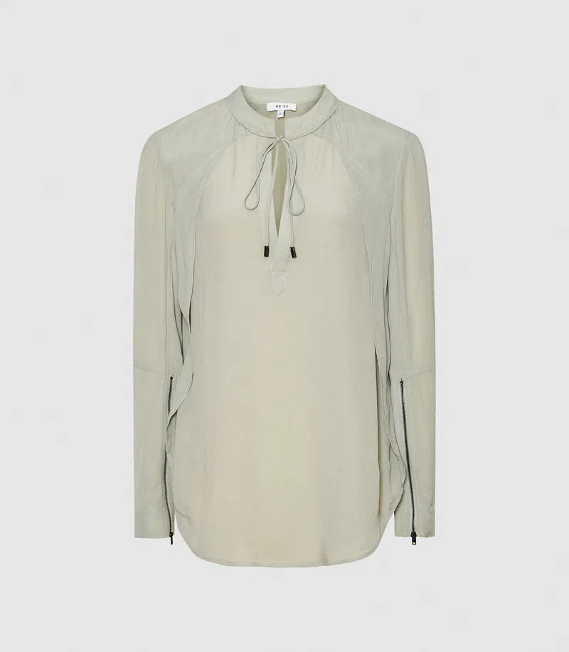 REISS Frances Zip-Cuff Detail Blouse – Pistachio Green
Size 10 $295