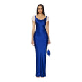 Amanda Uprichard Senna Maxi in Royal Blue Sheer Puff Sleeves Small