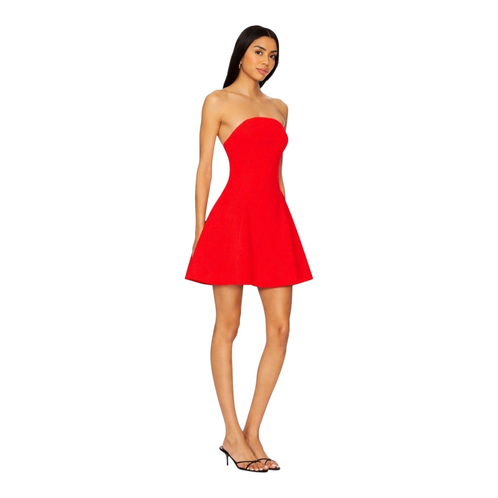 Amanda Uprichard Romilly Strapless Mini Dress Hot Coral Red Sz Small