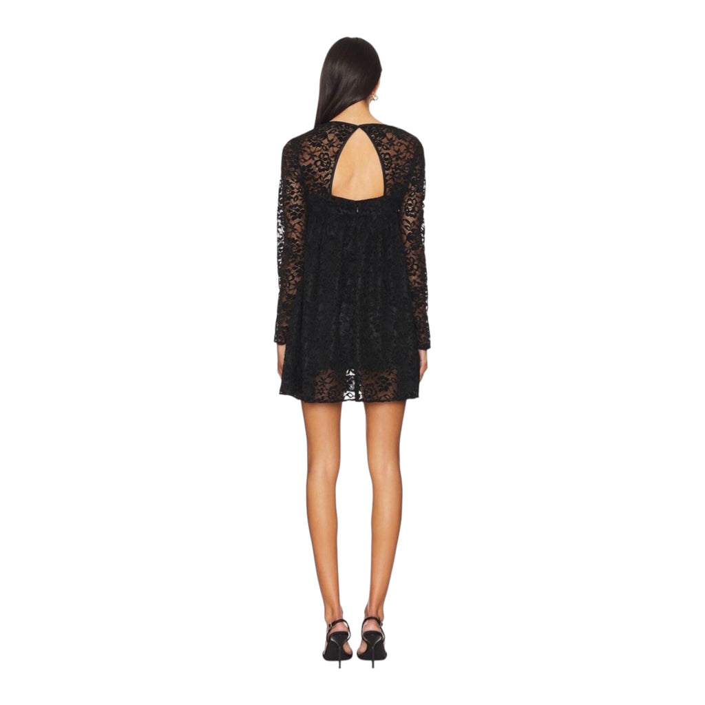 Amanda Uprichard Monet Dress Black Lace Long Sleeve Mini Size Small