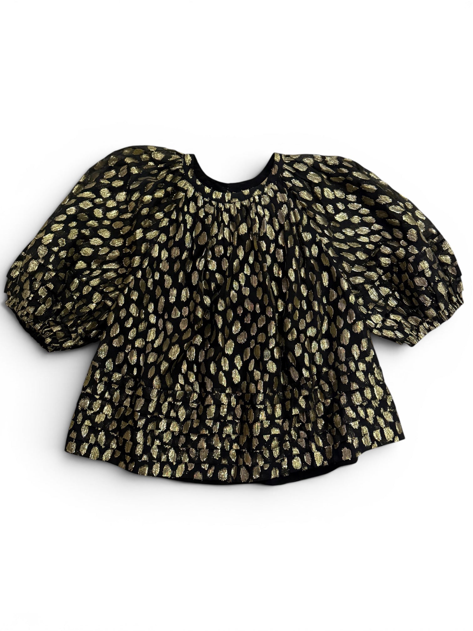 RHODE Dafina Top Black Gold Metallic Silk Blend NWT Size Small $375