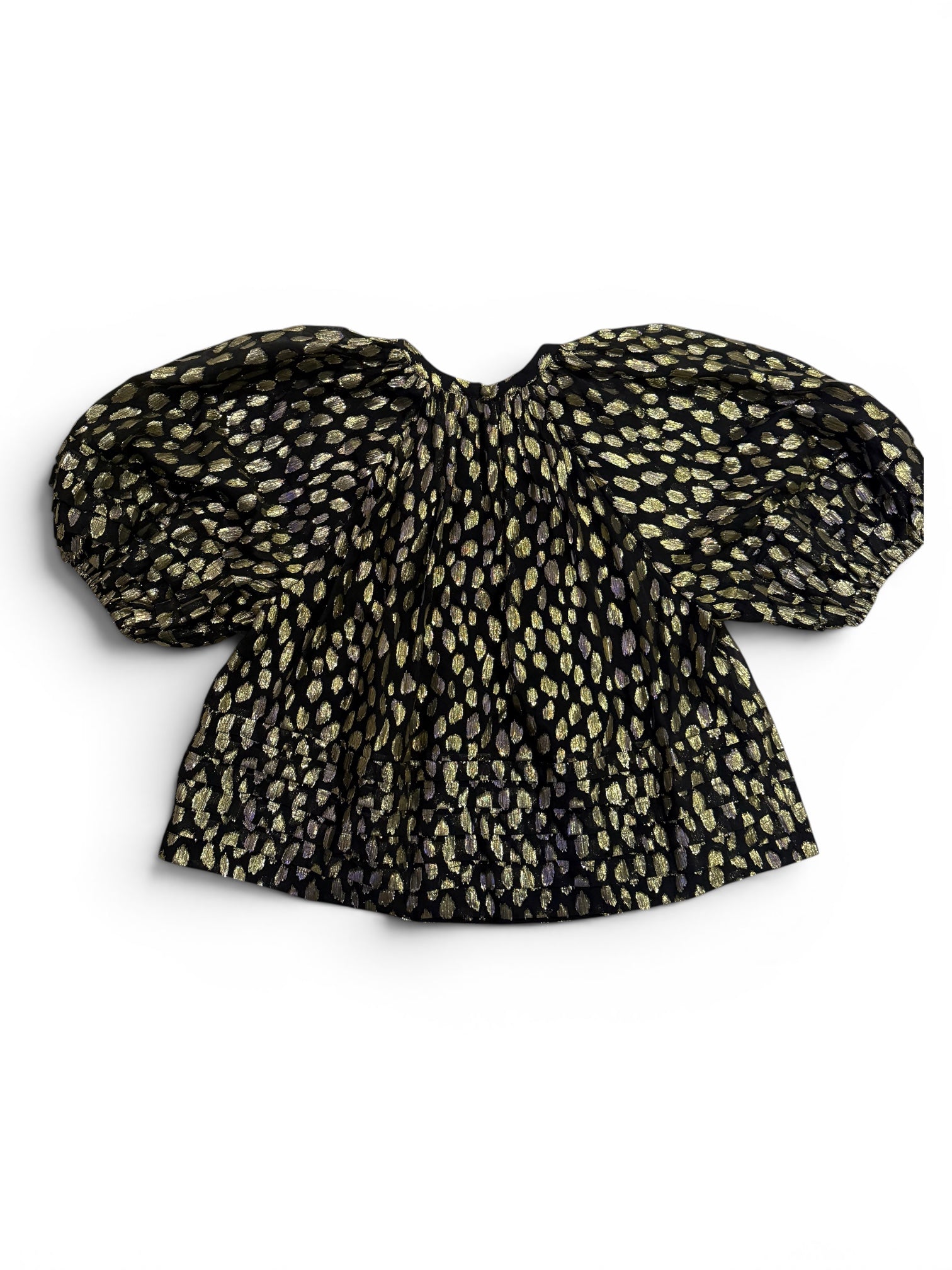 RHODE Dafina Top Black Gold Metallic Silk Blend NWT Size Small $375