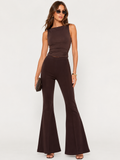 Amanda Uprichard Brown High-Waisted Flare Pants Sz Large
