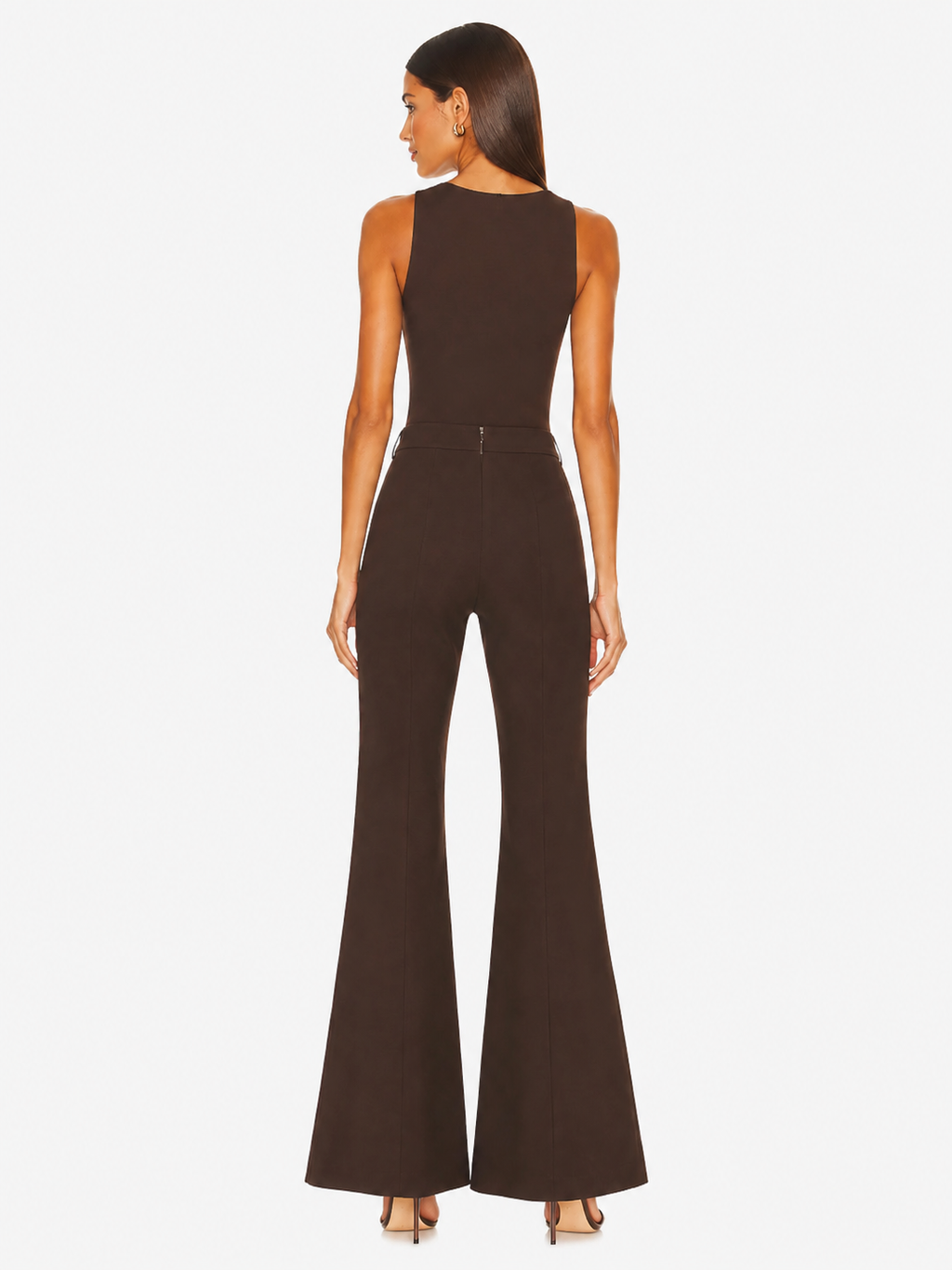 Amanda Uprichard Brown High-Waisted Flare Pants Sz Large