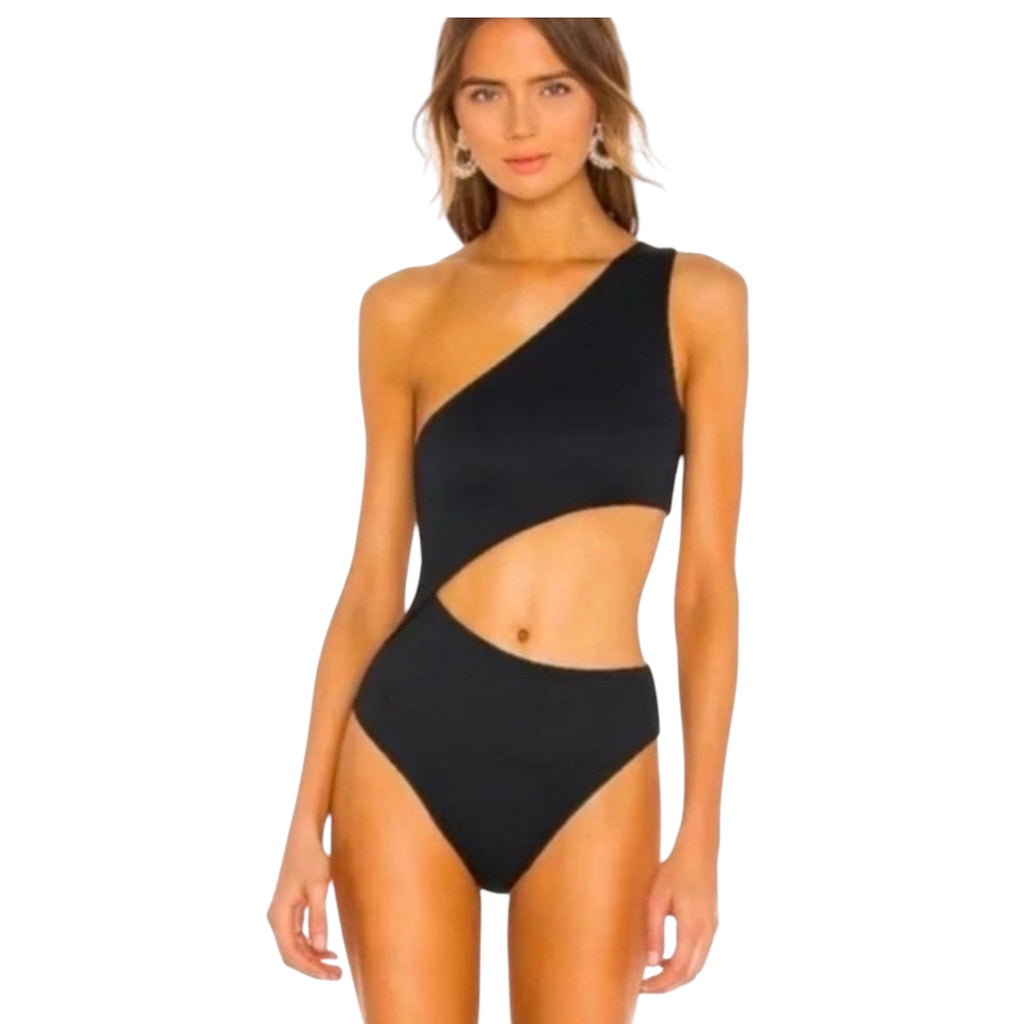 New! Beach Riot Celine Cutout One-Shoulder One-Piece Swimsuit Black Sz XS