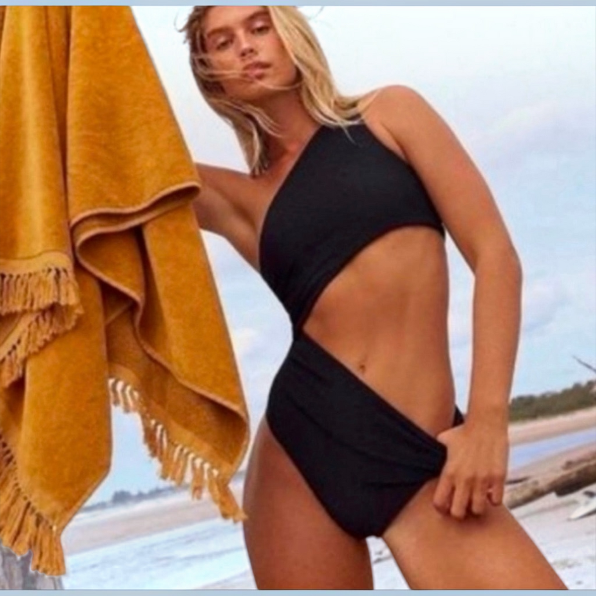 New! Beach Riot Celine Cutout One-Shoulder One-Piece Swimsuit Black Sz XS