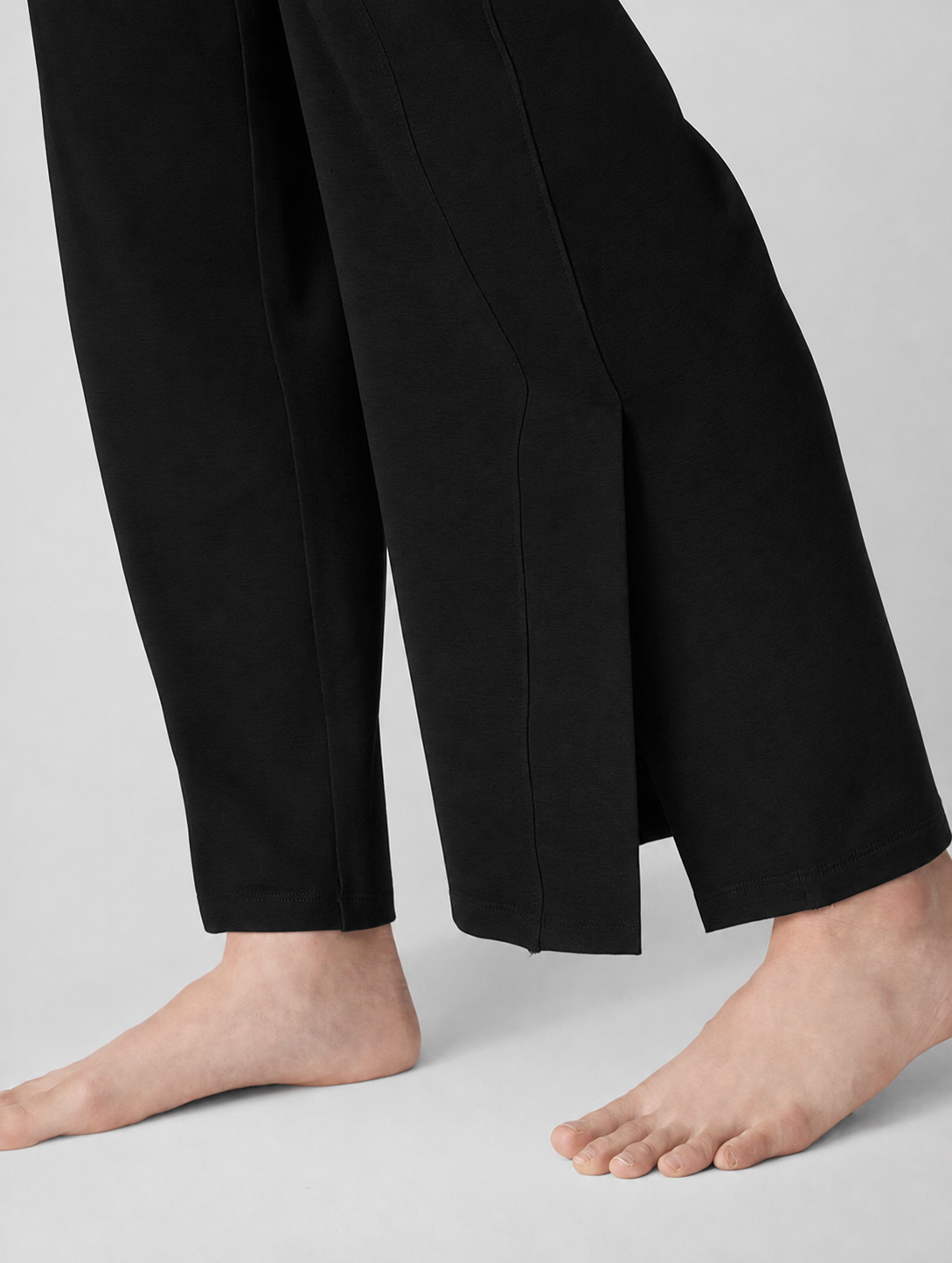 Eileen Fisher Cozy Brushed Terry Hug Side-Slit Pants Black 2X