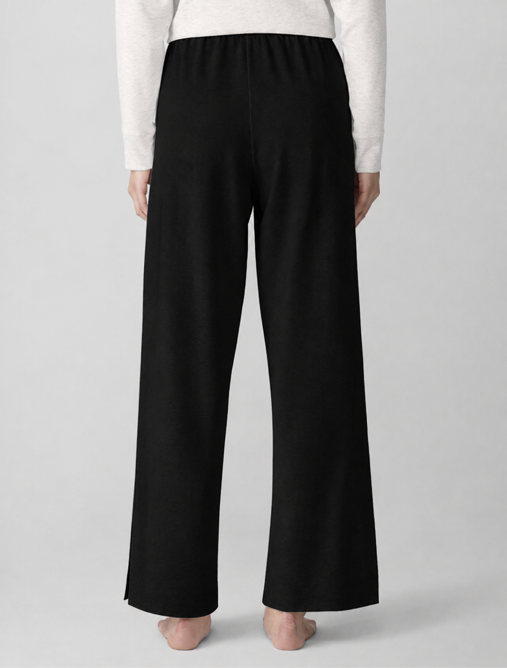 Eileen Fisher Cozy Brushed Terry Hug Side-Slit Pants Black 2X