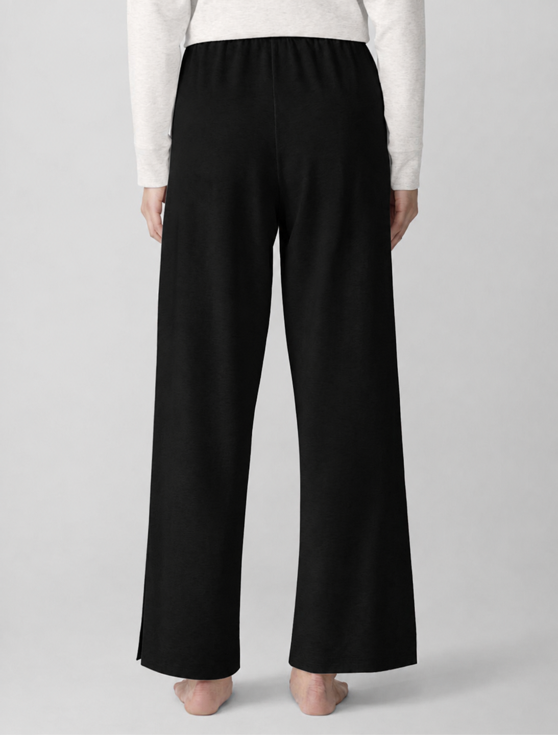 Eileen Fisher Cozy Brushed Terry Hug Side-Slit Pants Black 2X