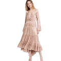 Cinq à Sept Nina Metallic Satin High-Low Dress Travertine Size 6