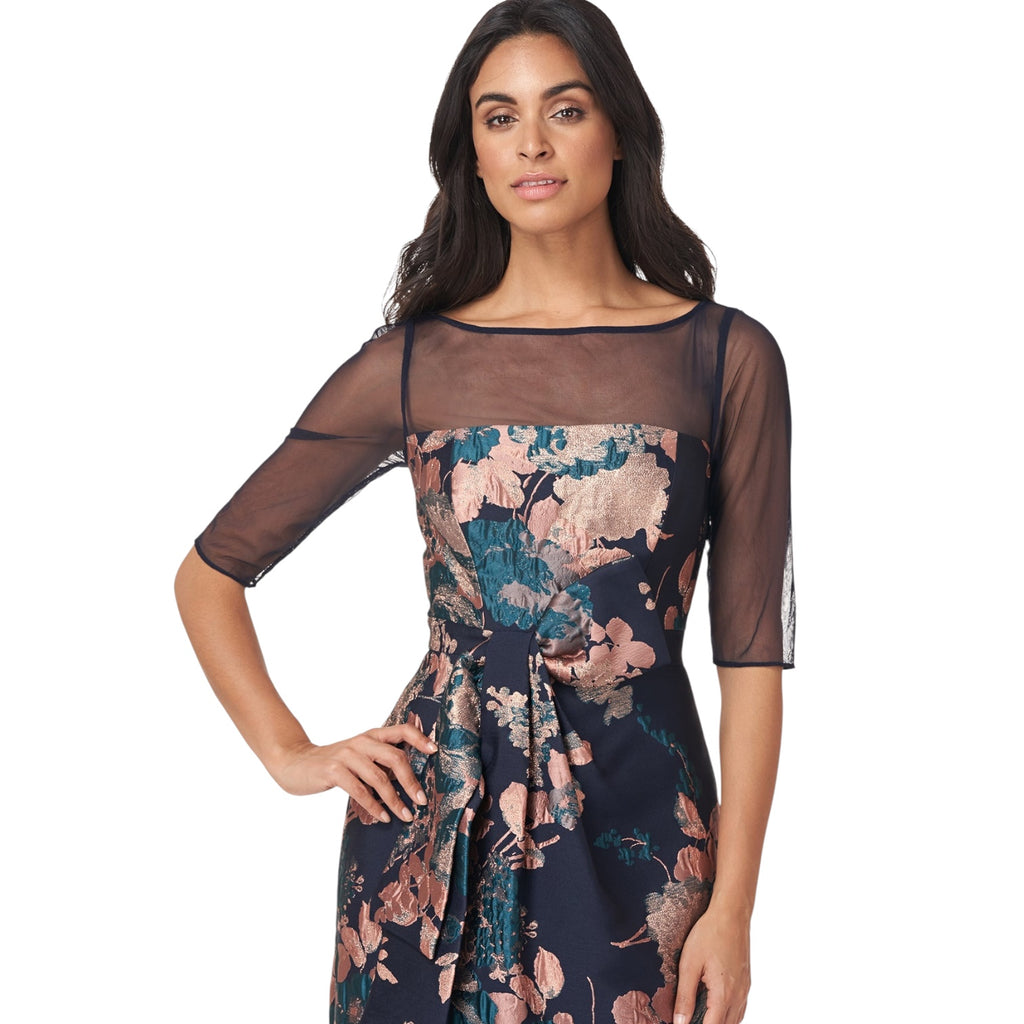 Kay Unger Catrina 3D Bow Floral Jacquard Gown Size 8