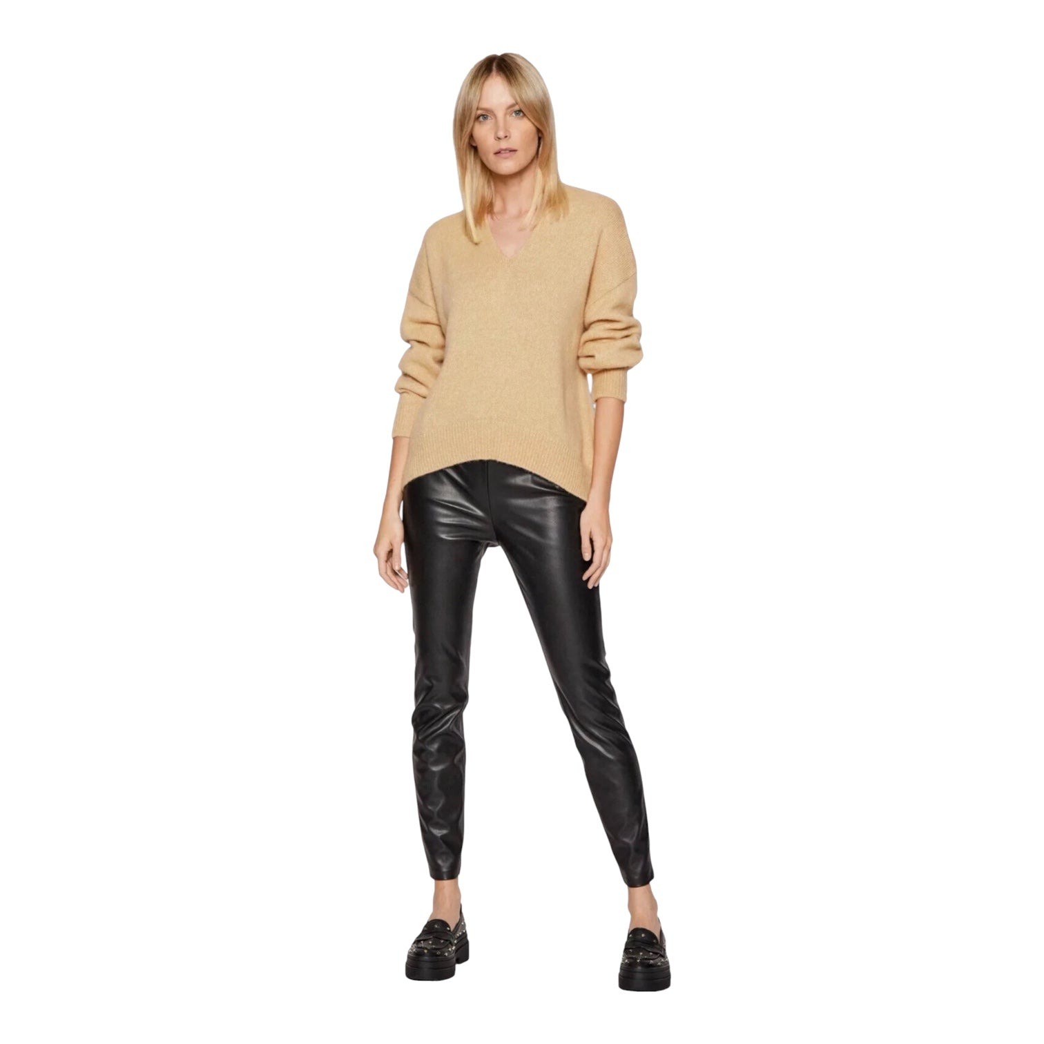 BOSS Orange C_Taslimah Black Faux Leather Skinny Pants Size 0