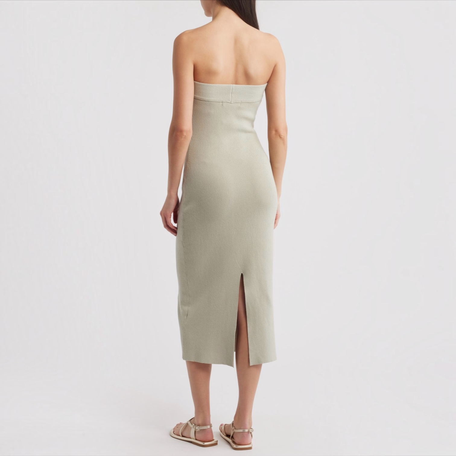 Free People Ravena Strapless Maxi Sweater Dress Lima Bean Size Large