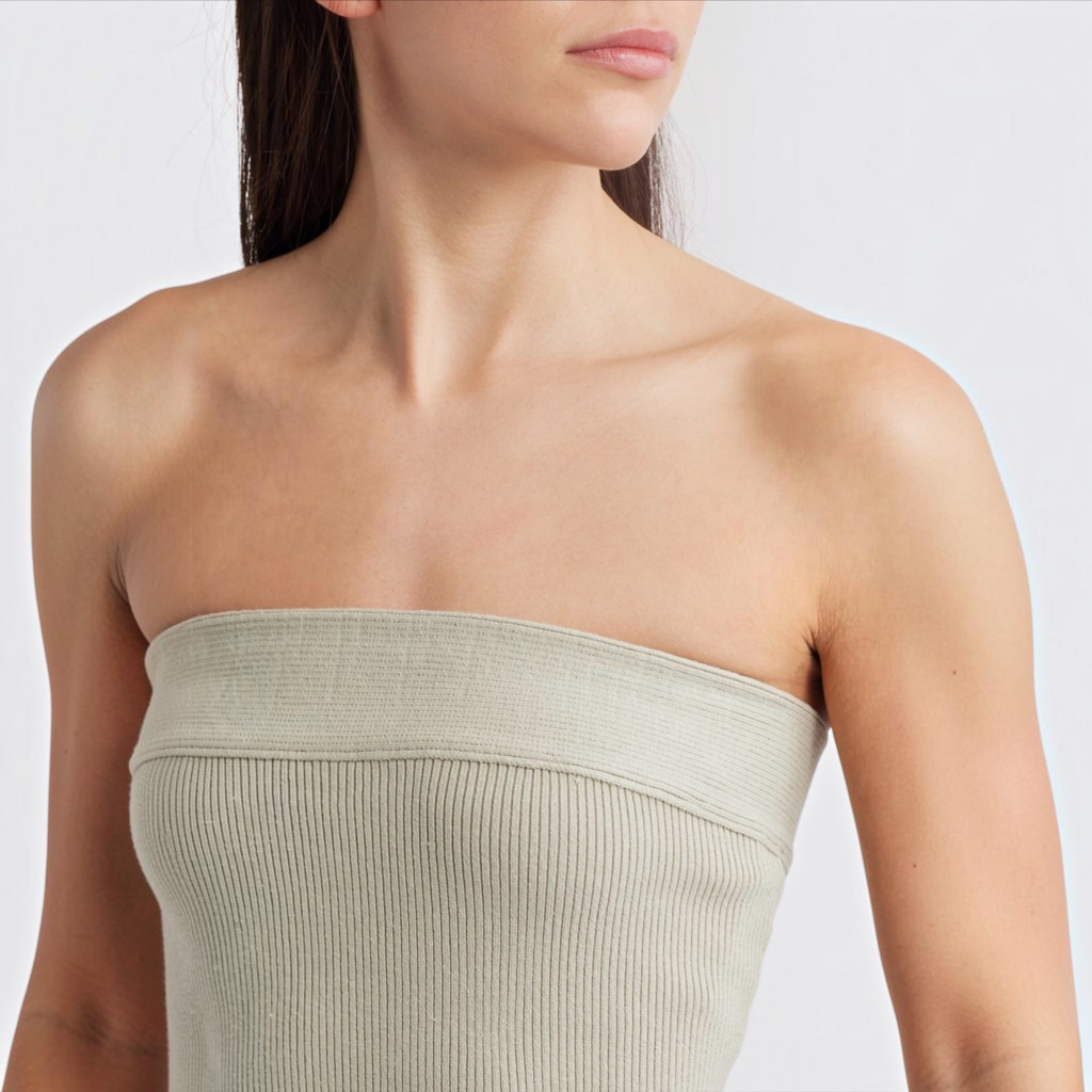 Free People Ravena Strapless Maxi Sweater Dress Lima Bean Size Large