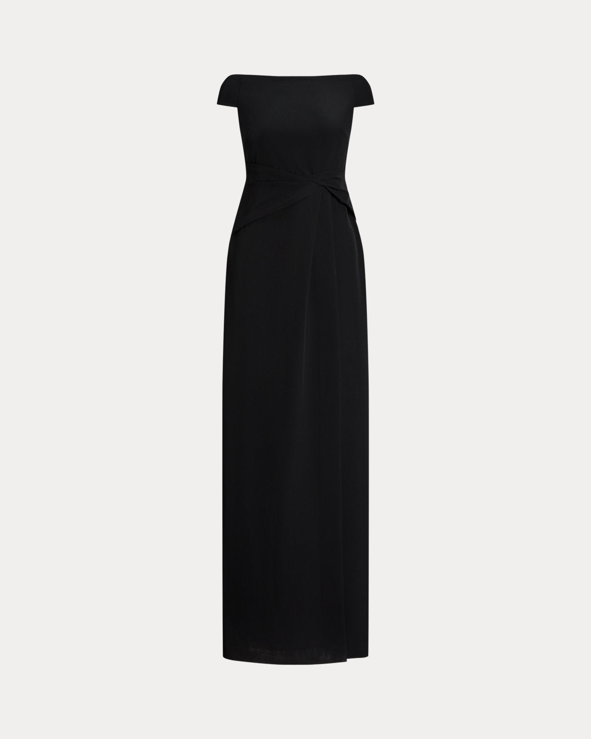 Lauren Ralph Lauren Crepe Off-the-Shoulder Gown Black Sz 6 $245