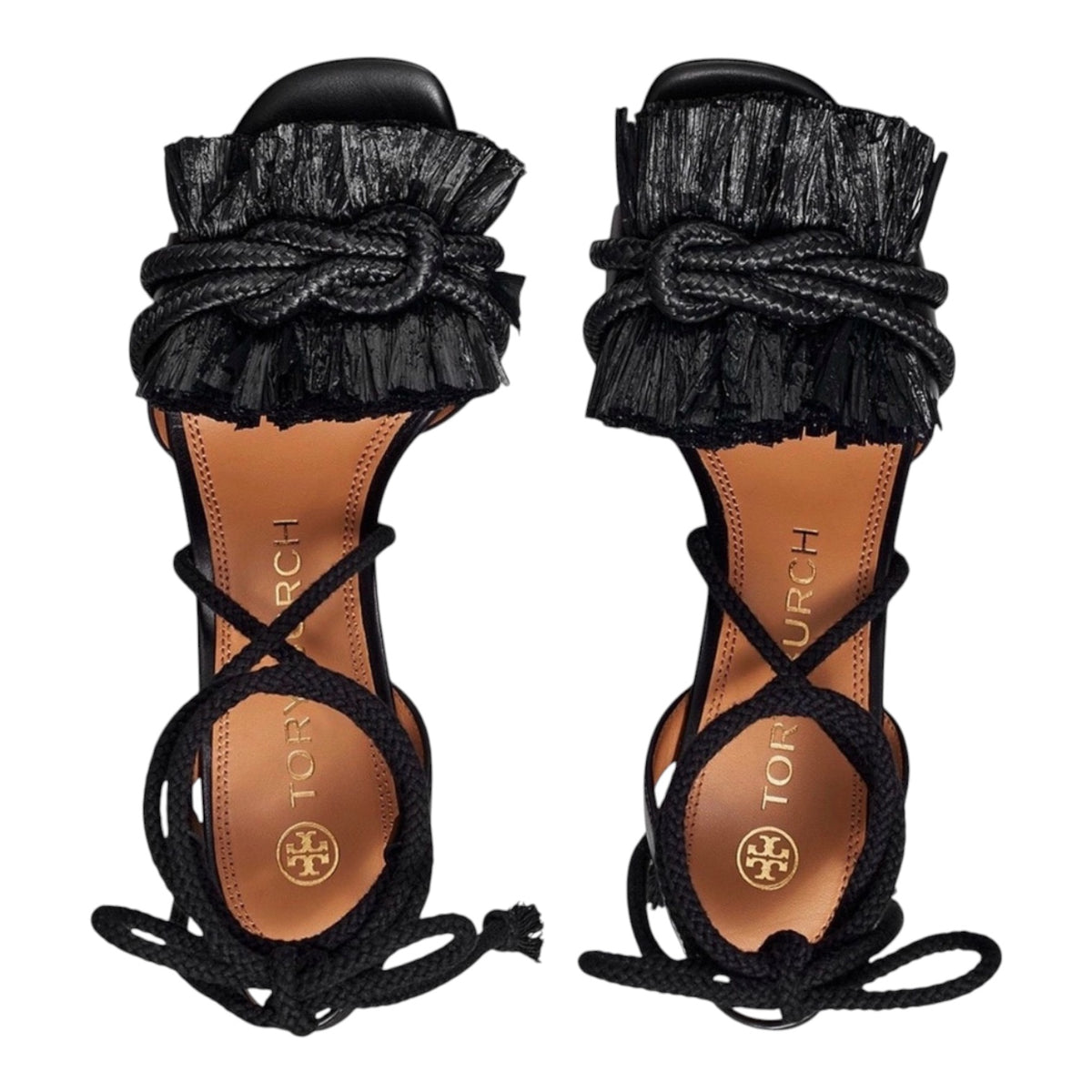 Tory Burch Rope Ankle Tie Sandal in Perfect Black leather 65mm Sz
6