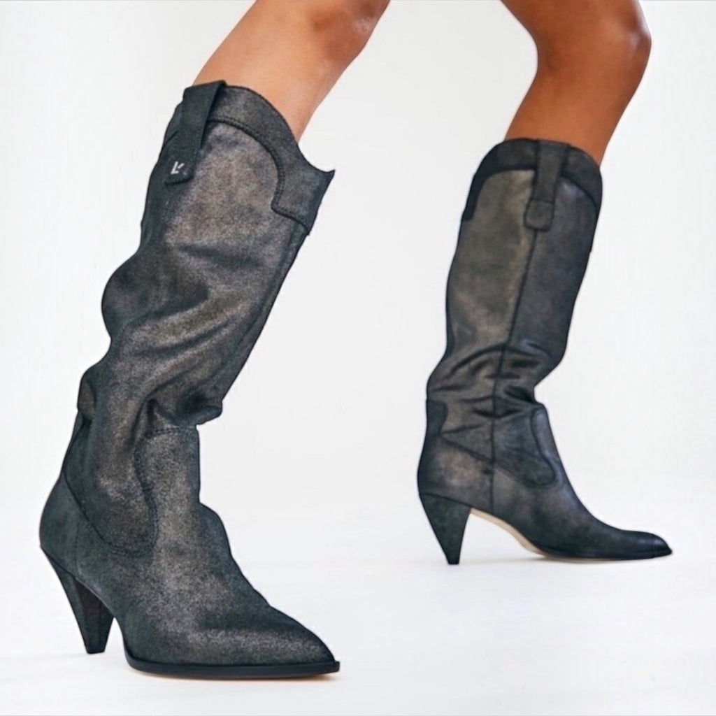 LARROUDE Louise  Graphite Western Boots, Size 6.5