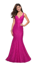 La Femme 27623 Hot Pink Lace Mermaid Gown Size 2 $478