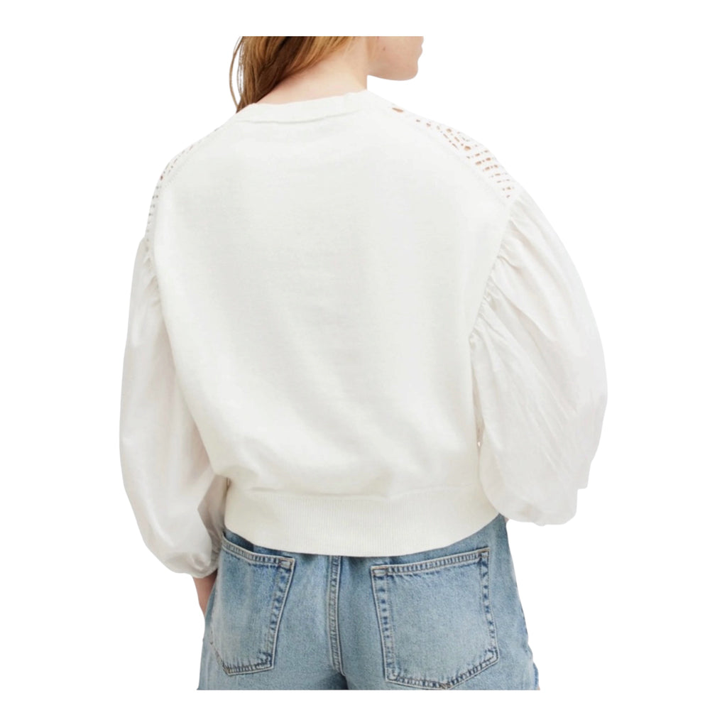 All Saints Sol Mixed Media Lace Top in Chalk Sz XS