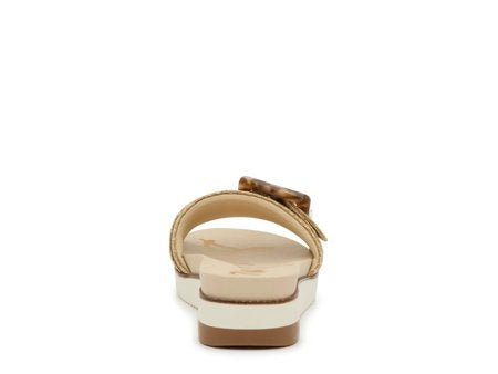 Sam Edelman Ariane Wedge Slide Sandal Beige Raffia Oversized Buckle Size 9.5