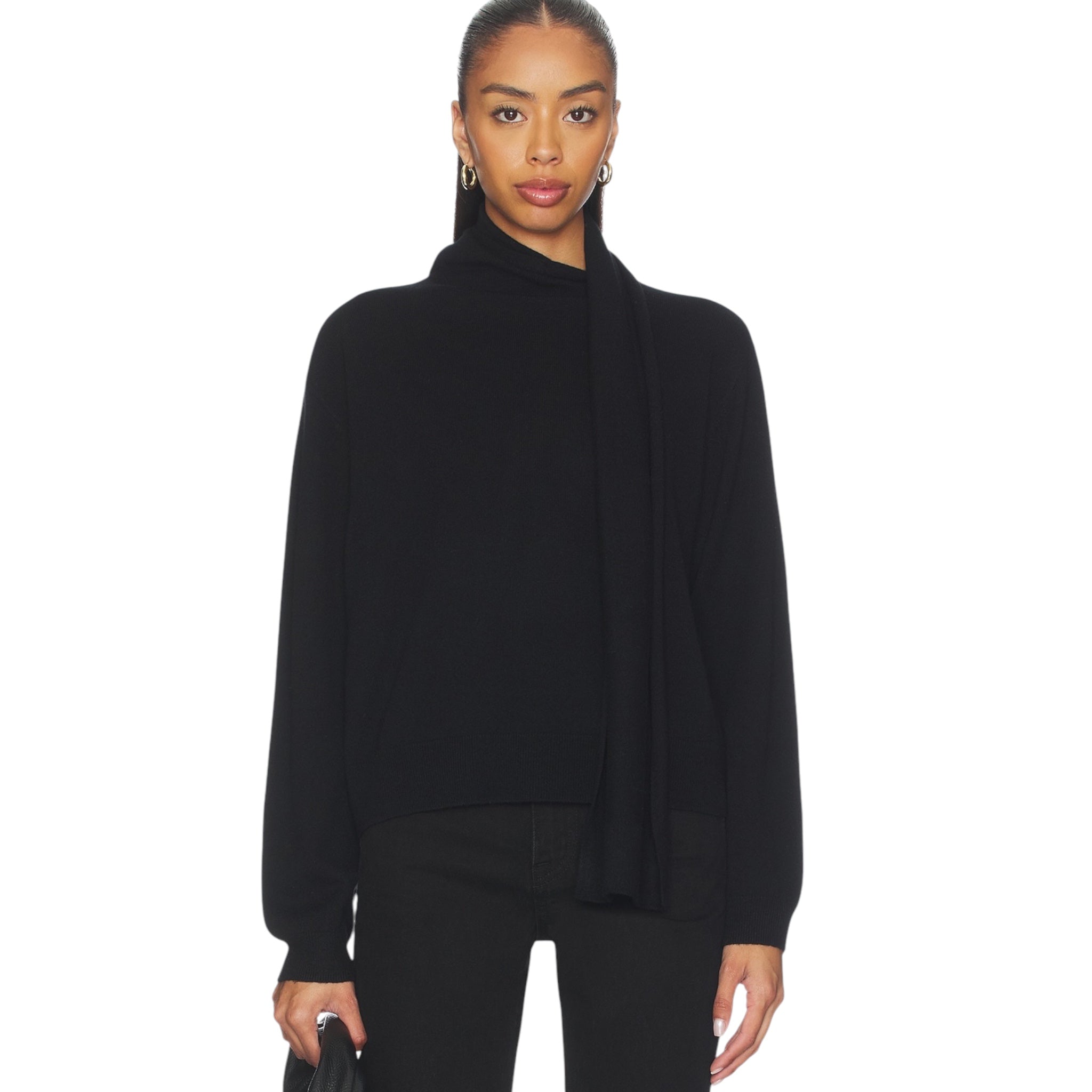 RAILS Cortina Scarf-Neck Wool & Cashmere Sweater Black Size Medium
