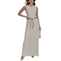 DONNA KARAN NEW YORK Maxi Sweater Dress Metallic Knit Ivory Large