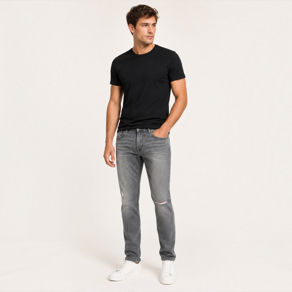Hudson Blake Bronx Men’s Slim Straight Distressed Gray Jeans