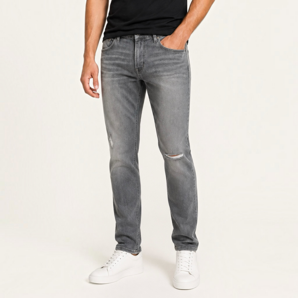 Hudson Blake Bronx Men’s Slim Straight Distressed Gray Jeans