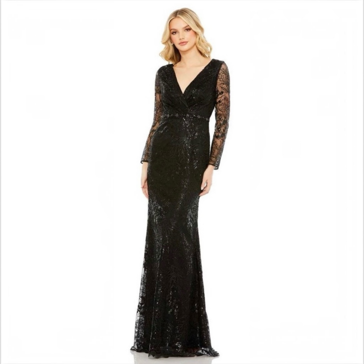 MAC DUGGAL 68016 Black Embellished Lace Mermaid Gown