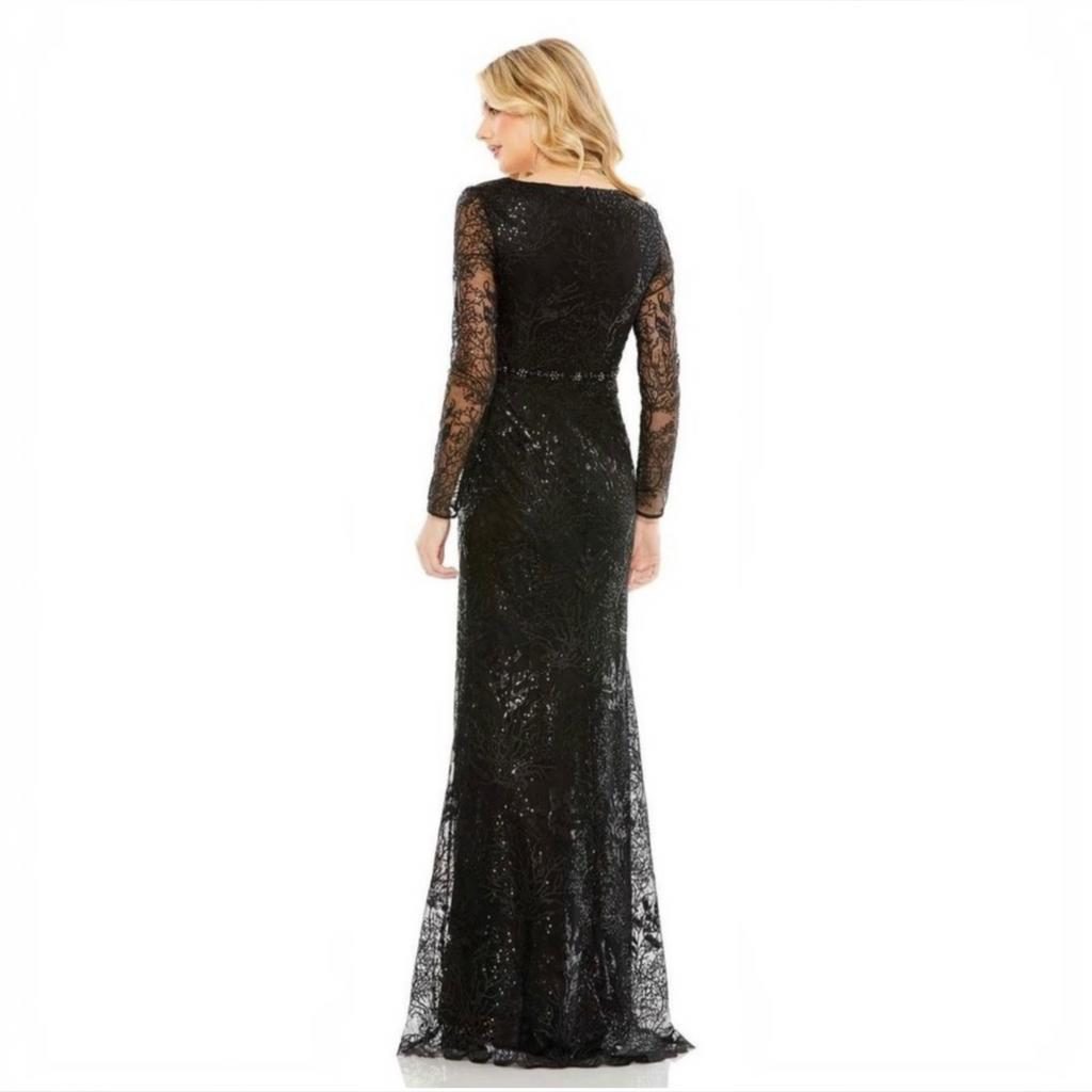 MAC DUGGAL 68016 Black Embellished Lace Mermaid Gown