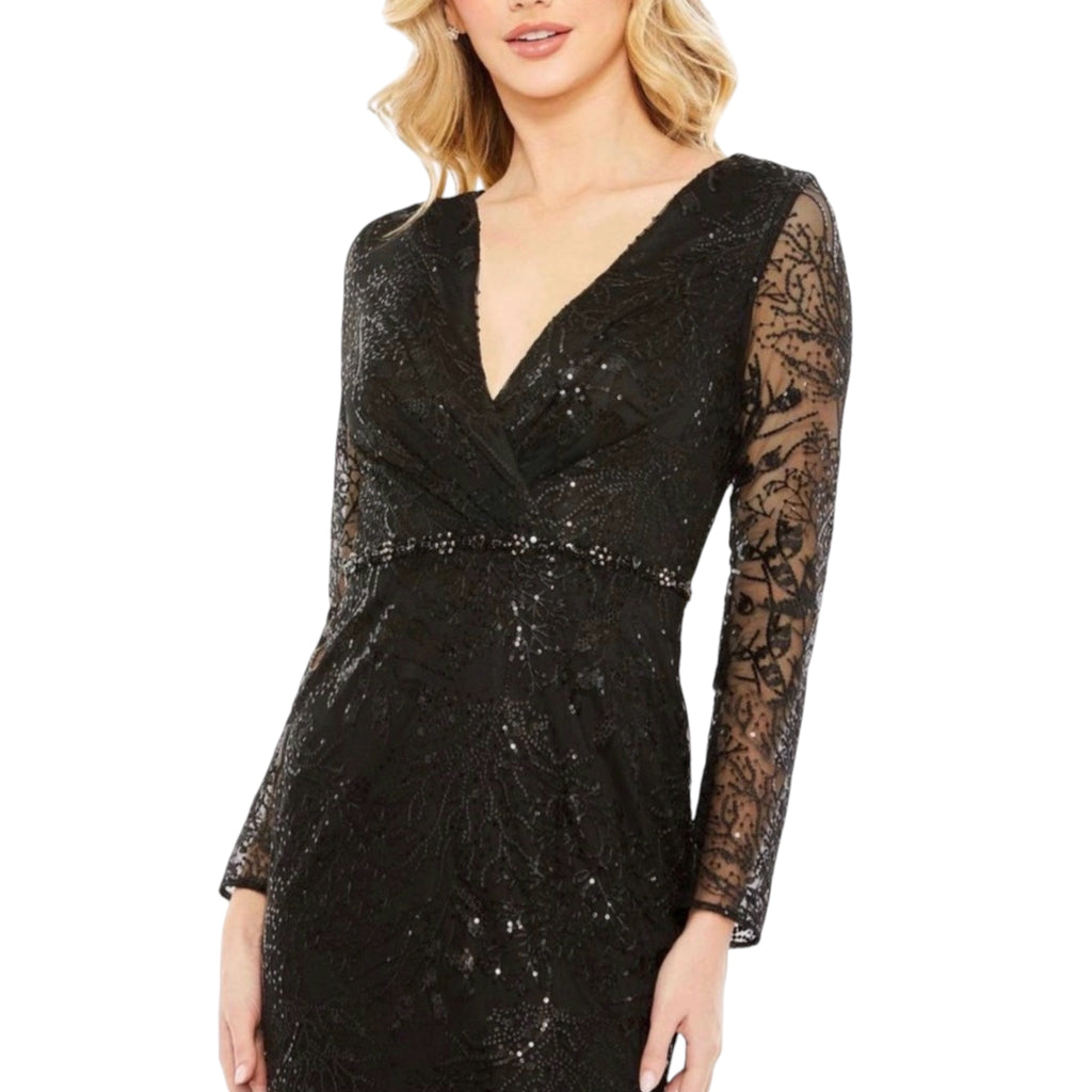MAC DUGGAL 68016 Black Embellished Lace Mermaid Gown