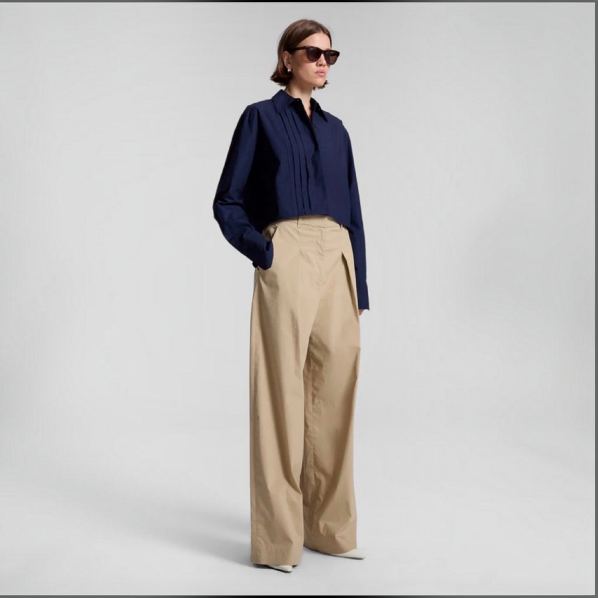 A.L.C. Cam Cropped Tux Top in Navy Blue Sz 2 $325