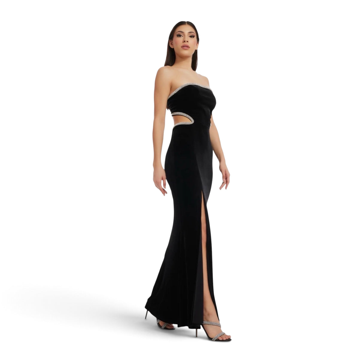 Dress the Population Ariana Cutout Strapless Stretch Velvet
Gown Dress Small