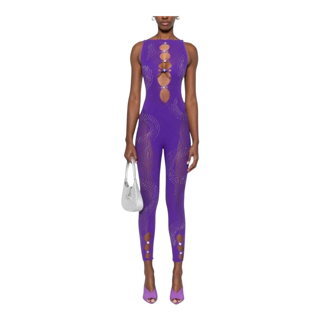 Poster Girl RHINESTONED JANICE JUMPSUIT in TWILIGHT Purple One Size