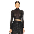 Enza Costa Sequin Cropped Mock
Neck Top Black XS