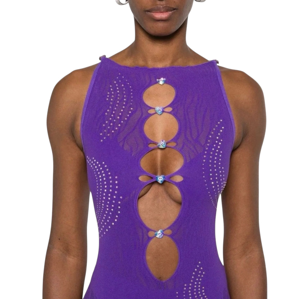 Poster Girl RHINESTONED JANICE JUMPSUIT in TWILIGHT Purple One Size