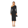 Enza Costa Exposed Shoulder Black Midi Dress XS