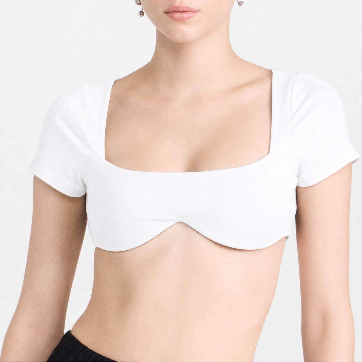 Susana Monaco White Square Neck Underwire Crop Top  Size Small