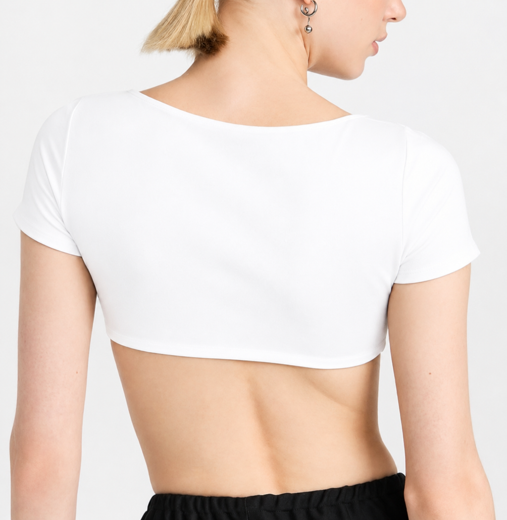 Susana Monaco White Square Neck Underwire Crop Top  Size Small