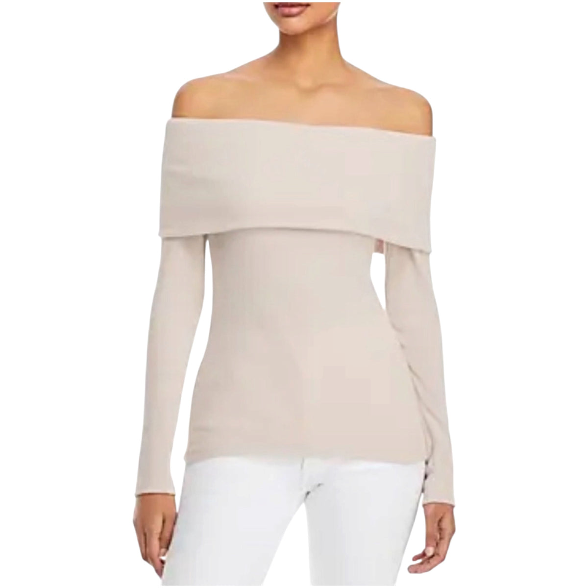 Enza Costa Off Shoulder Ribbed
Knit Top in Rose Tan Size Small