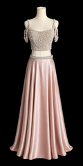 Sherri Hill 01732 Light Pink Pearl Beaded Two Piece Prom Gown Size 0 $598